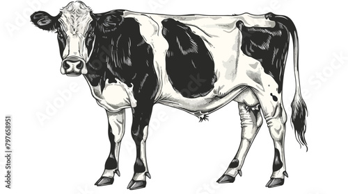 Vector illustration of hand drawn cow isolated on white