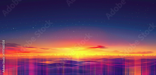 Dusky blue to orange sound wave backdrop, perfect for lively music promotions.