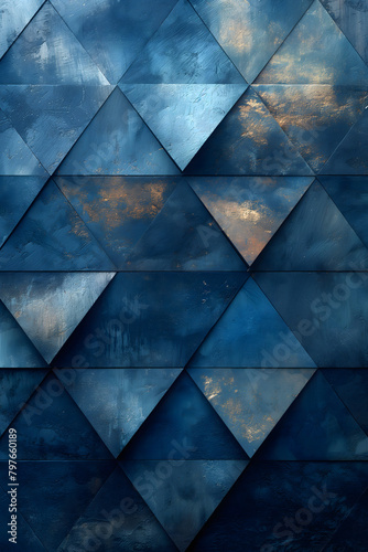 Digital vintage painting Abstract geometric blue