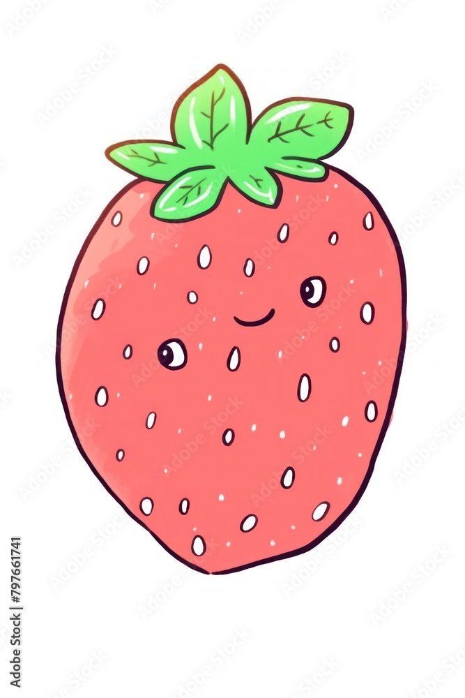 Obraz premium Doodle illustration strawberry cartoon fruit plant.