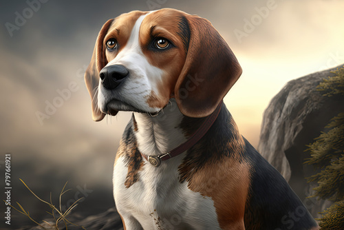 Beagle dog standing portrait © Turty