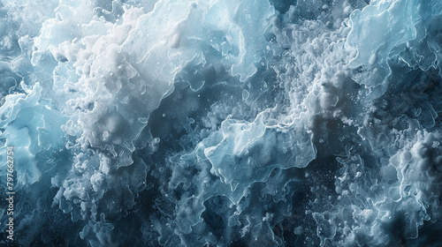 Abstract ice textures create a sense of serenity.