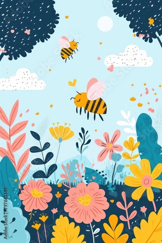 flat illustration of bee with calming colors