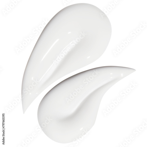 composition of smears of cosmetic white cream on an empty background