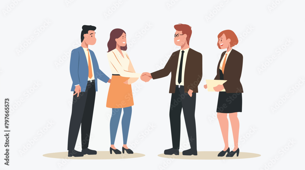 Adult people shaking hands isolated on white background