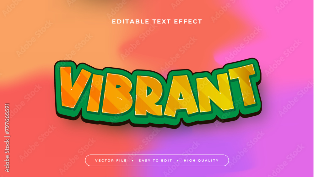 Colorful vibrant 3d editable text effect - font style