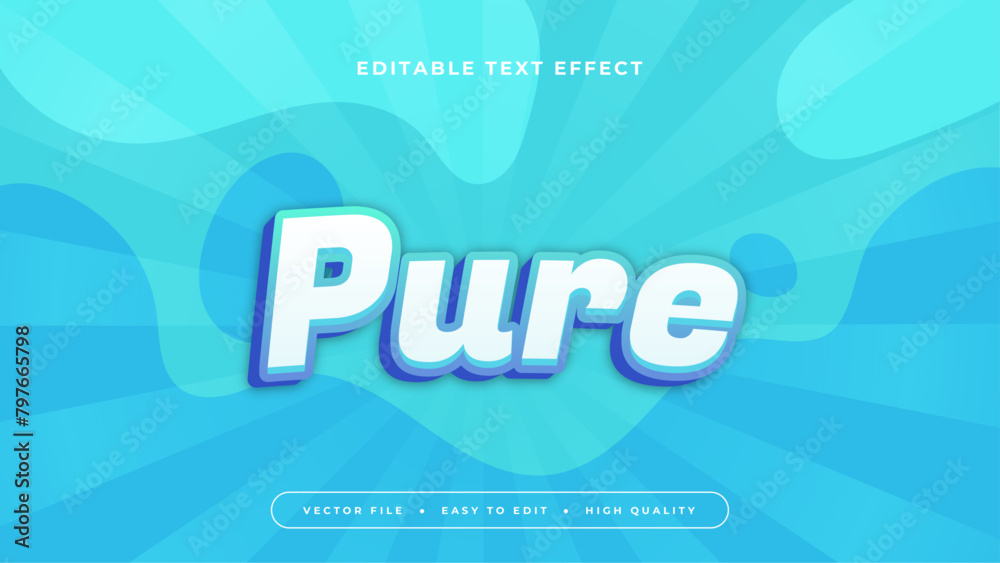 Blue and white pure 3d editable text effect - font style