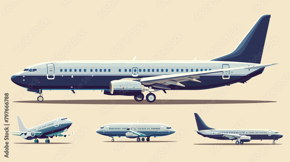 Airliner side view and front. Vector illustration. Vector