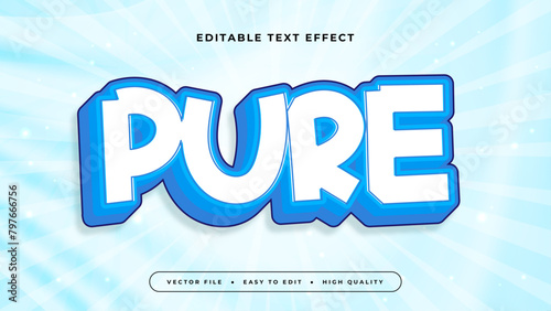 Blue and white pure 3d editable text effect - font style