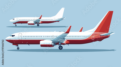 Airliner side view and front. Vector illustration. Vector