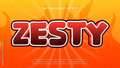 Red white and orange zesty 3d editable text effect - font style