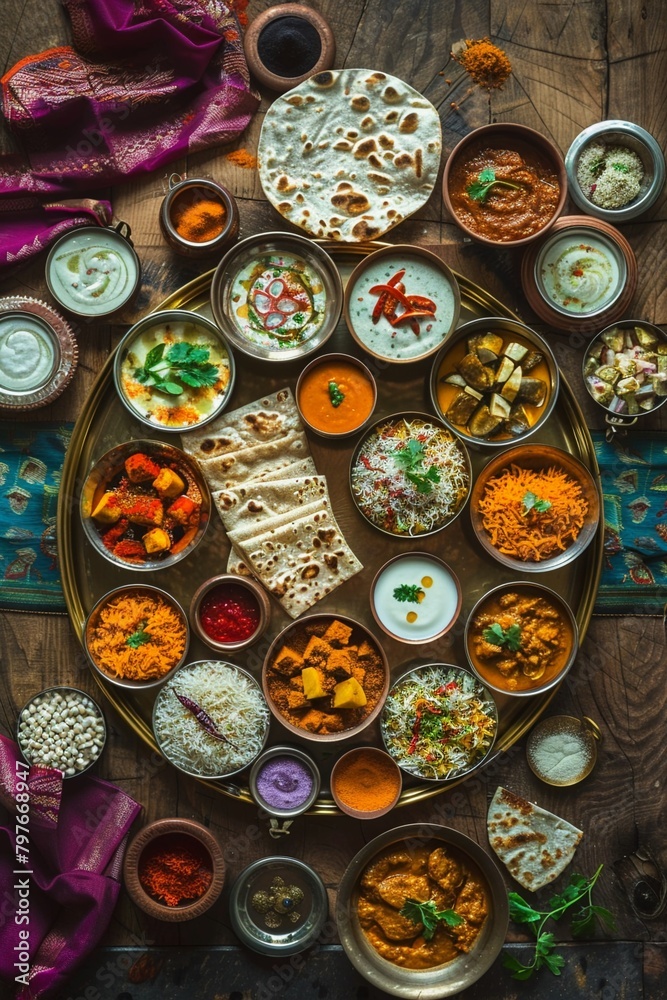 Indian thali top view