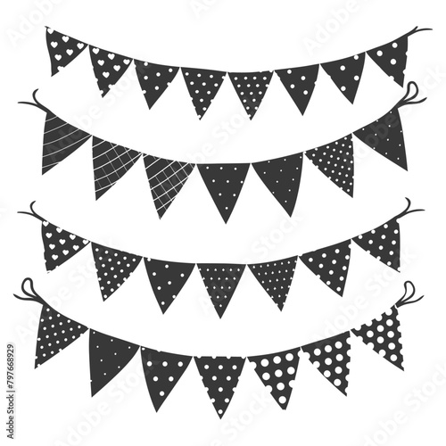 Silhouette Retro bunting party flag black color