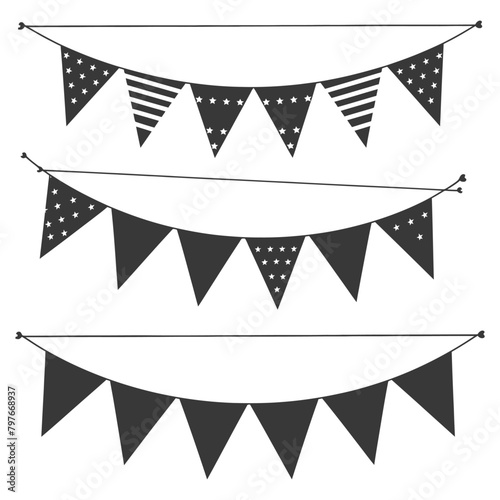 Silhouette Retro bunting party flag black color