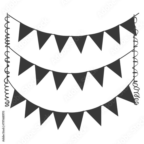 Silhouette Retro bunting party flag black color