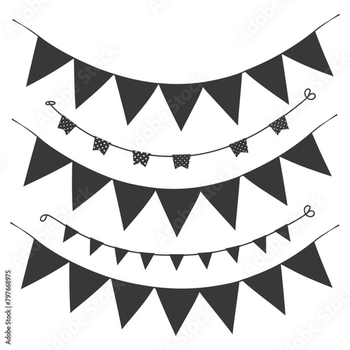 Silhouette Retro bunting party flag black color