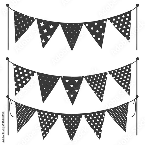 Silhouette Retro bunting party flag black color