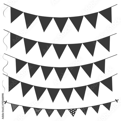 Silhouette Retro bunting party flag black color