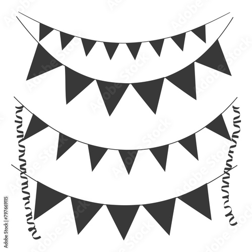 Silhouette Retro bunting party flag black color
