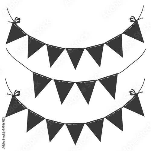 Silhouette Retro bunting party flag black color