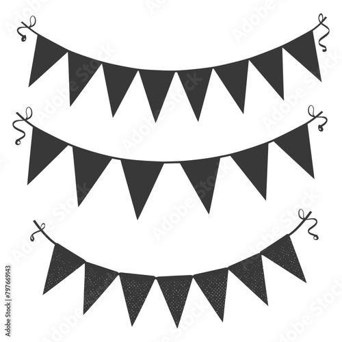Silhouette Retro bunting party flag black color