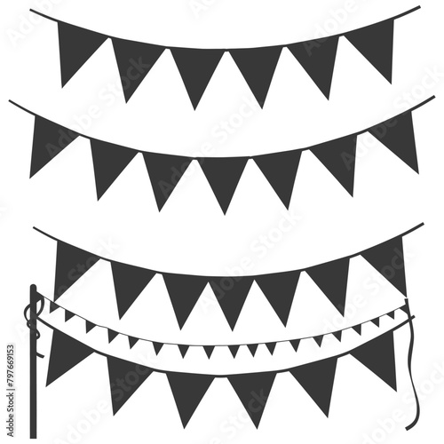 Silhouette Retro bunting party flag black color