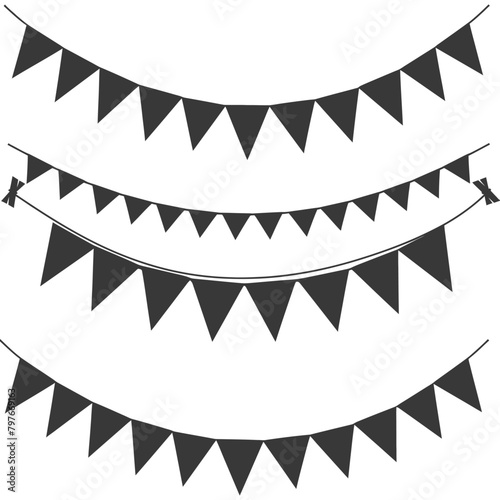 Silhouette Retro bunting party flag black color