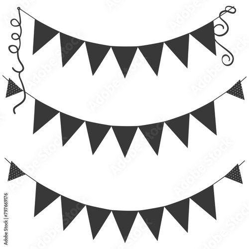 Silhouette Retro bunting party flag black color
