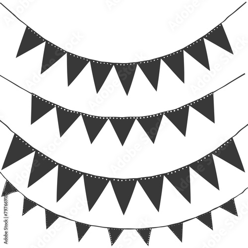 Silhouette Retro bunting party flag black color