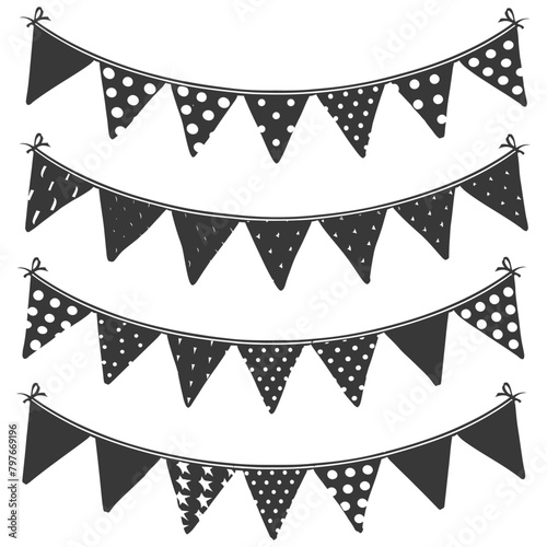 Silhouette Retro bunting party flag black color