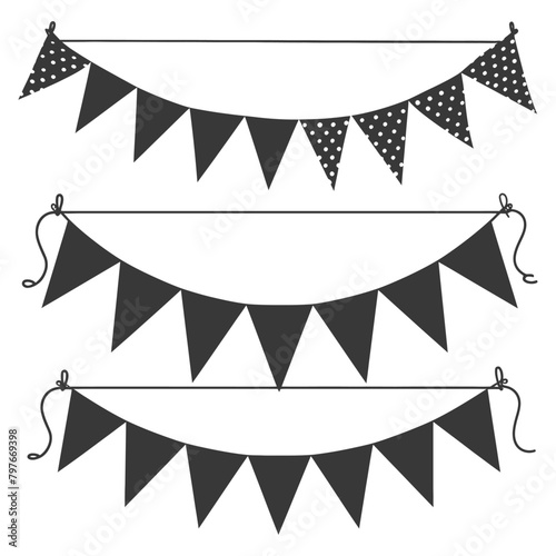 Silhouette Retro bunting party flag black color