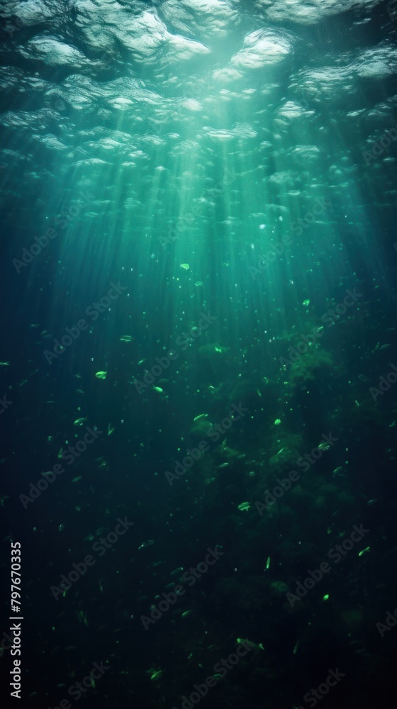 Fototapeta premium Green wallpaper backgrounds underwater outdoors.