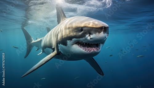 Great White Shark Swimming in the Ocean © Anna