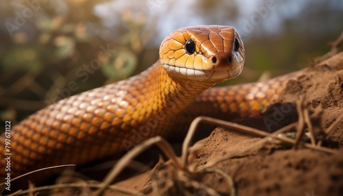 Close-Up of Inland Taipan Snake on Ground © Anna