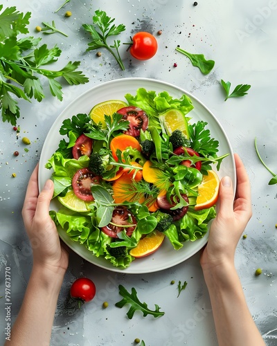 Artful Presentations Showcasing Crisp Salads, Luscious Fruits, and Colorful Vegetables