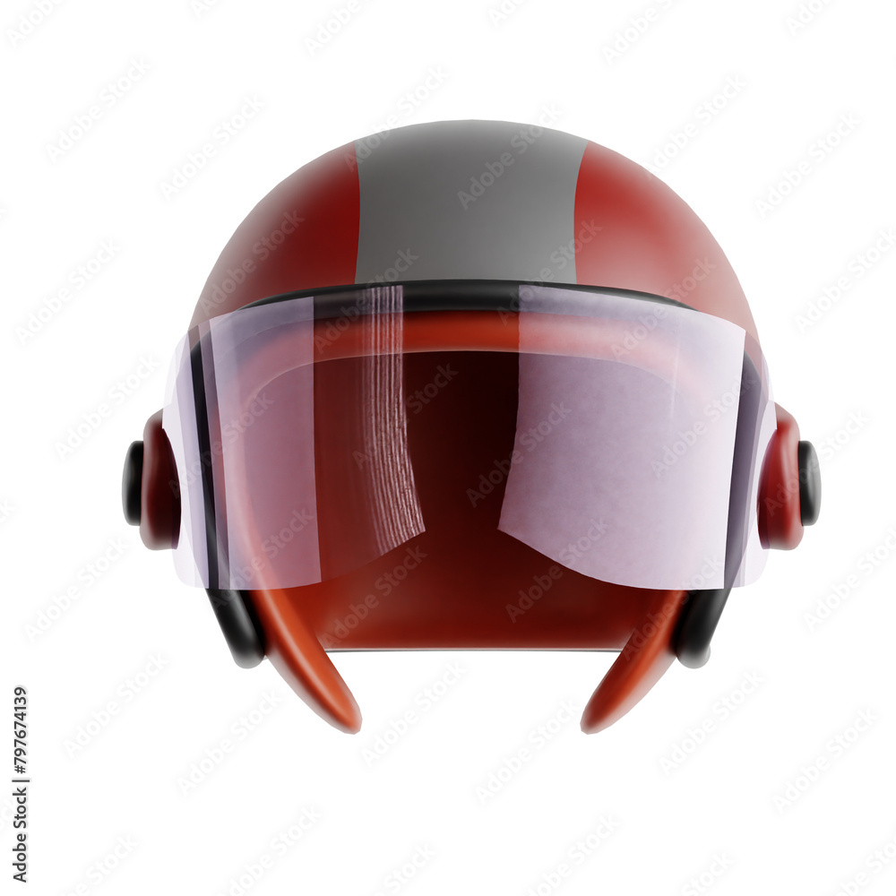 Open Face or ¾ Helmet Front 3d Illustration Open Face or ¾ Helmet Front 3d Illustration