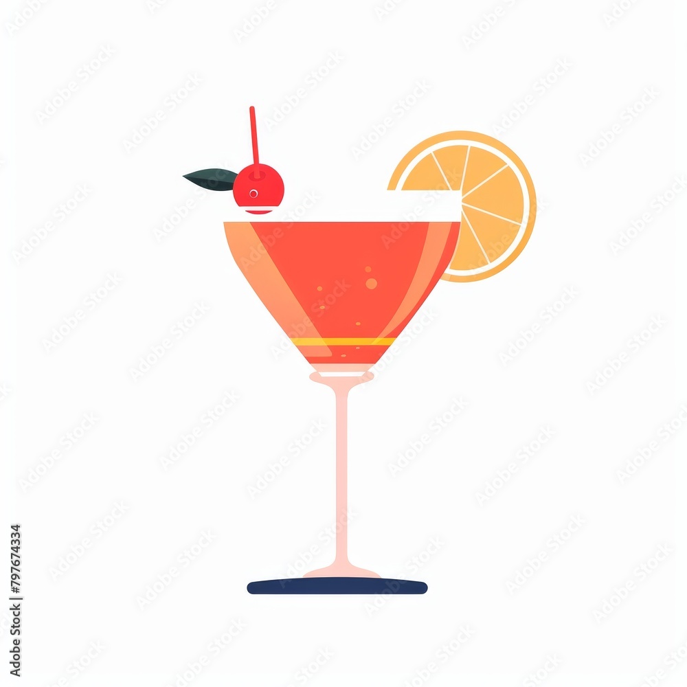 Cocktail Glass With Orange Slice and Garnish Cocktail Glass With Orange Slice and Garnish