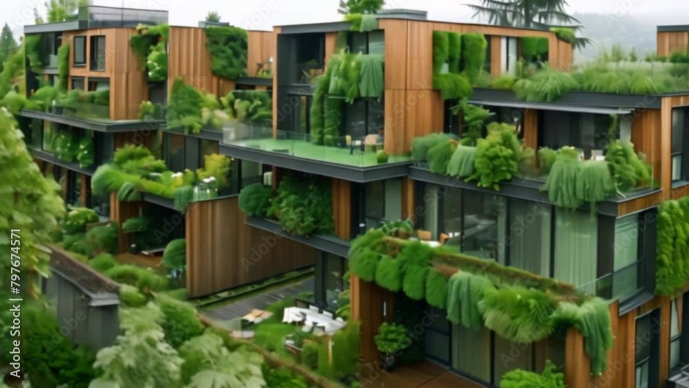 A sustainable green office or housing complex with roof A sustainable green office or housing complex with roof