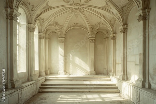 Castle architecture building corridor.