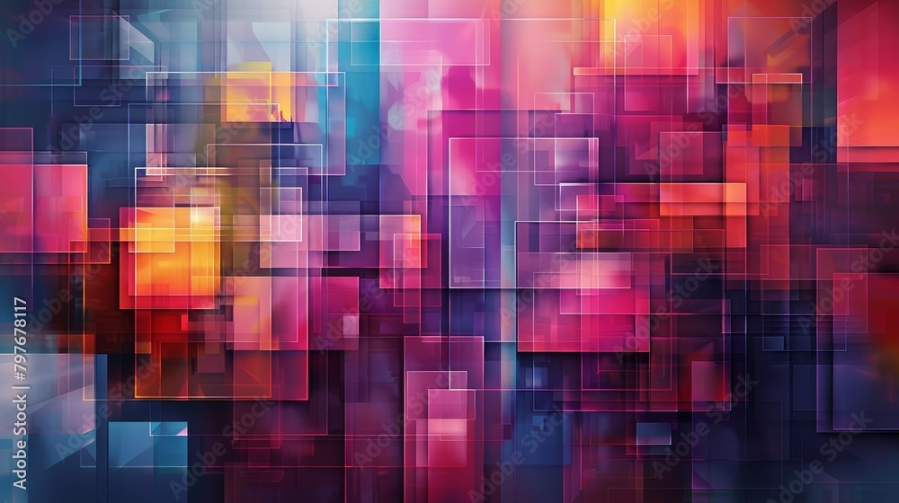 Grid Art: A vector illustration of an abstract painting with a grid of rectangles