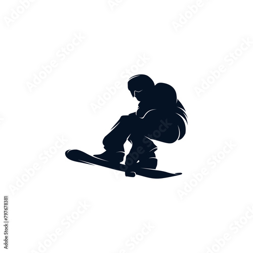 Skiing stylized silhouette vector symbol