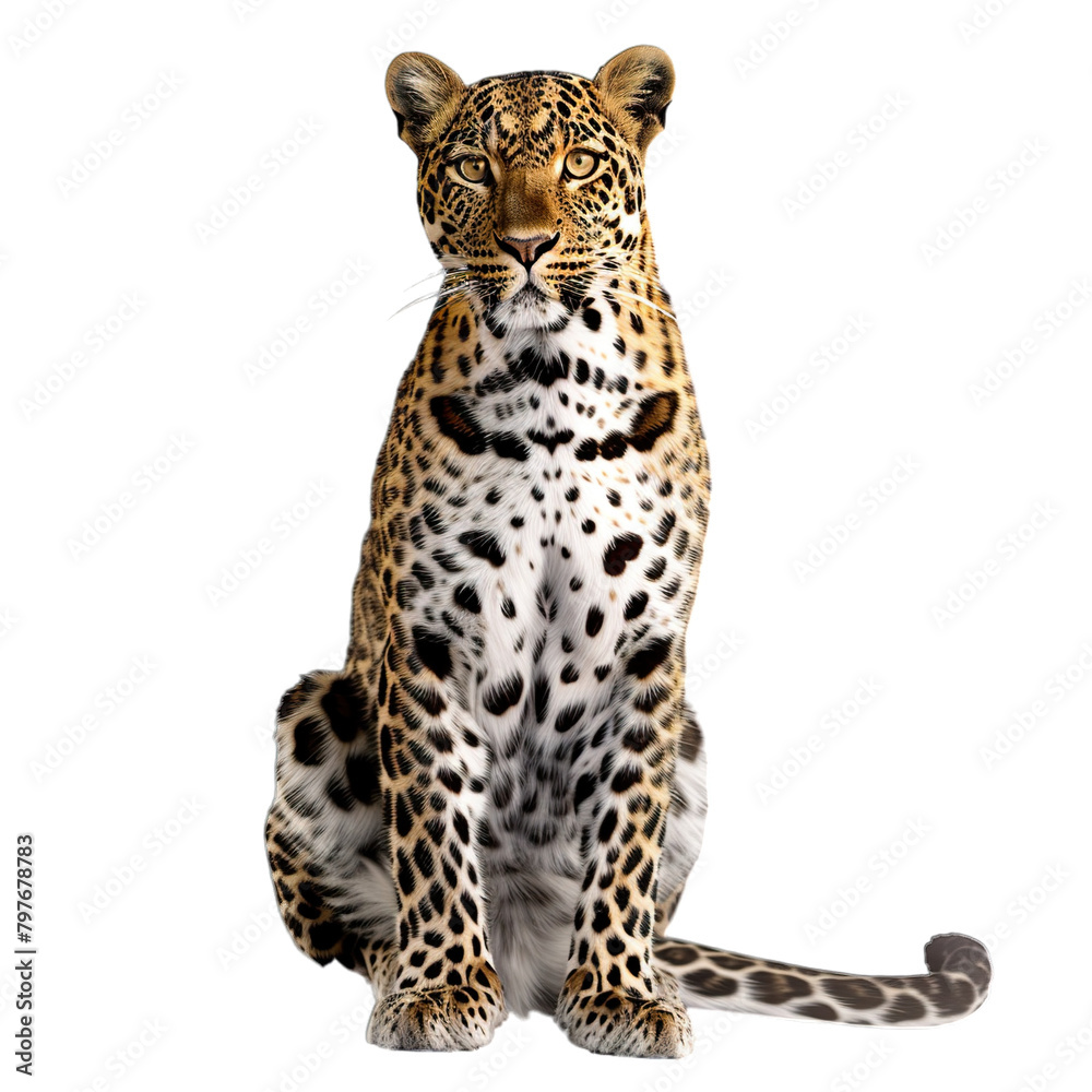 leopard in front of white background
