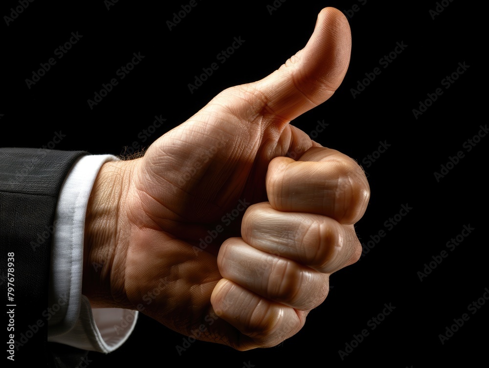 Business people give thumbs up