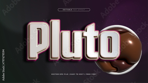 Brown gray grey and purple violet pluto 3d editable text effect - font style