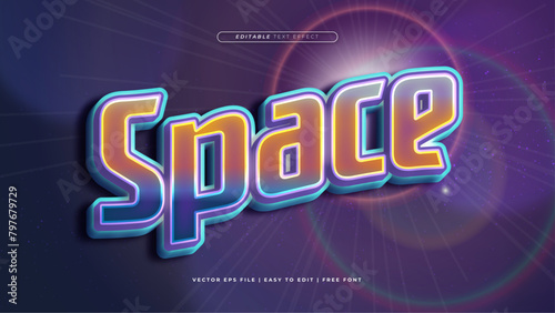 Orange blue and purple violet space 3d editable text effect - font style