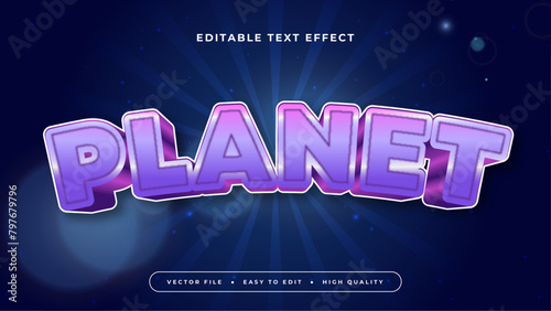 Blue and purple violet planet 3d editable text effect - font style