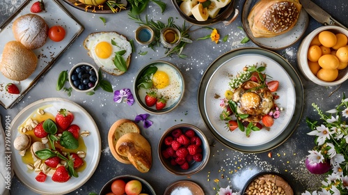Tempting Food Photography Celebrating a Variety of Appetizing Morning Delights