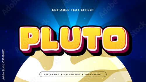 Yellow blue and white pluto 3d editable text effect - font style