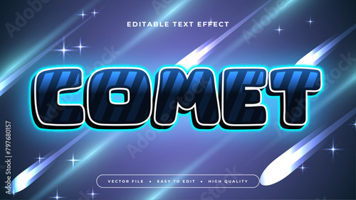 Blue and white comet 3d editable text effect - font style