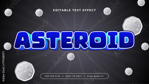 Blue black and gray grey asteroid 3d editable text effect - font style